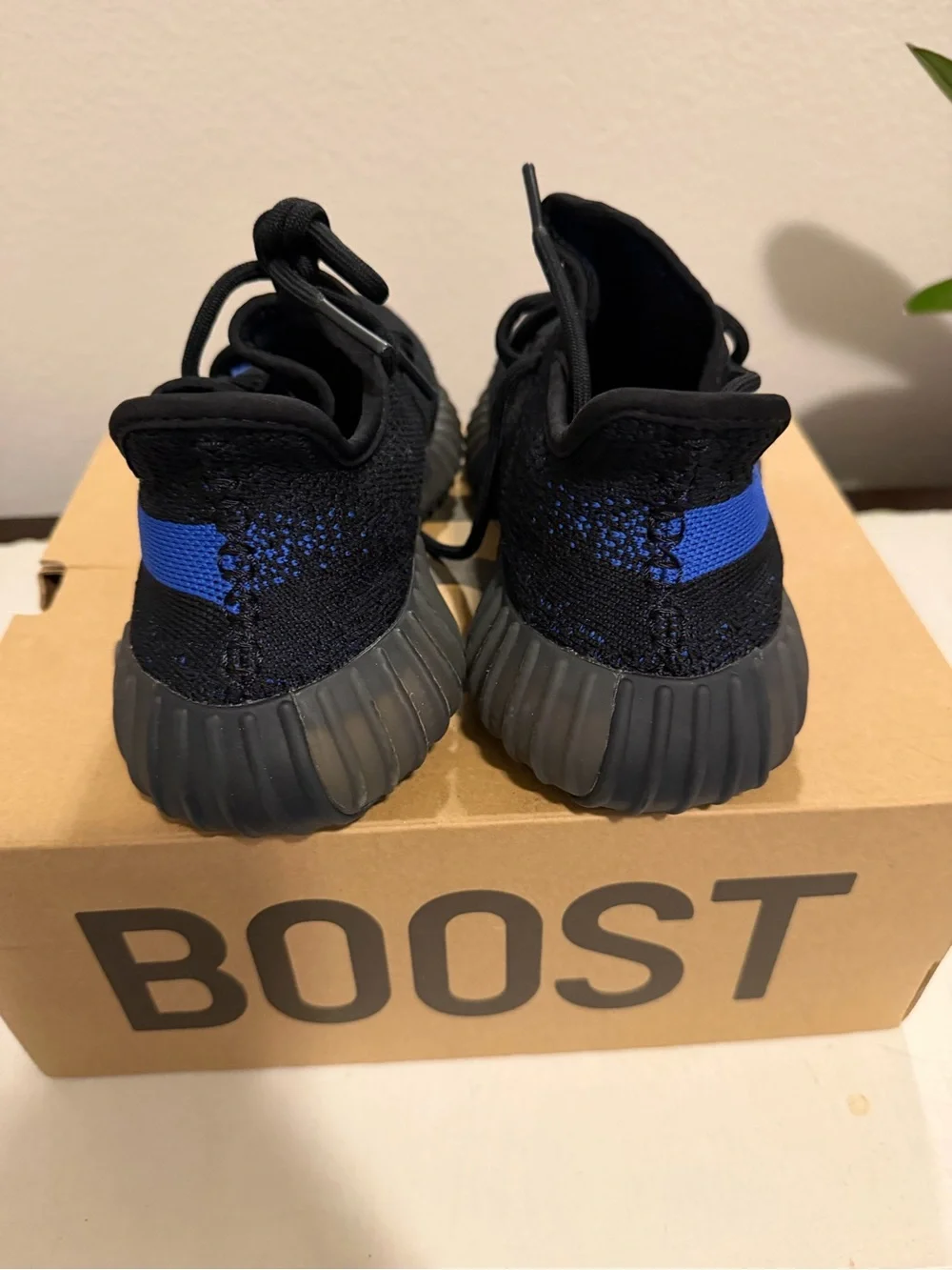 Yeezy Boost 350 V2 Black with Blue Stripe Sneakers